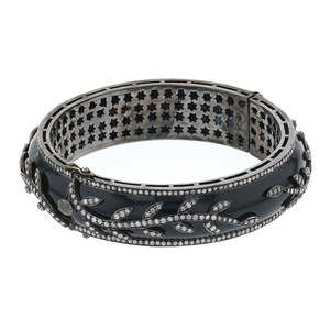 Djula onyx, diamonds, silver and gold bracelet